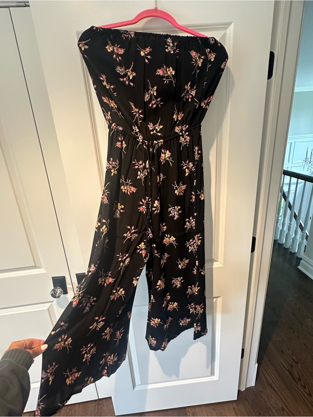 Blue Life Black Floral Strapless Cropped Jumpsuit